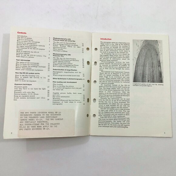 Manual How to use Polaroid Land Instrument Camera Model ED-10 photomicrography - Picture 3 of 6